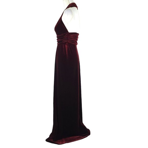 Laundry By Shelli Segal Velvet Maxi Dress Womens Size 4 Burgundy Halter Formal - Picture 14 of 14